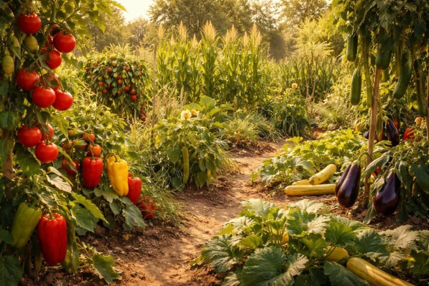 12 Gemüsesorten, die Hitze besonders gut vertragen Hitzeverträgliche Gemüsesorten im Beet: Tomaten, Paprika, Zucchini glänzen bei starker Sonne