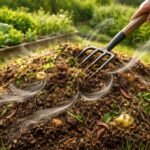 - Bild zeigt einen gut belüfteten Komposthaufen ohne unangenehme Gerüche, gesund.