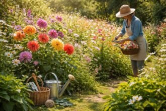 Bunte Sommerblumen im Garten länger blühen dank gezielter Pflege und Schnitt.