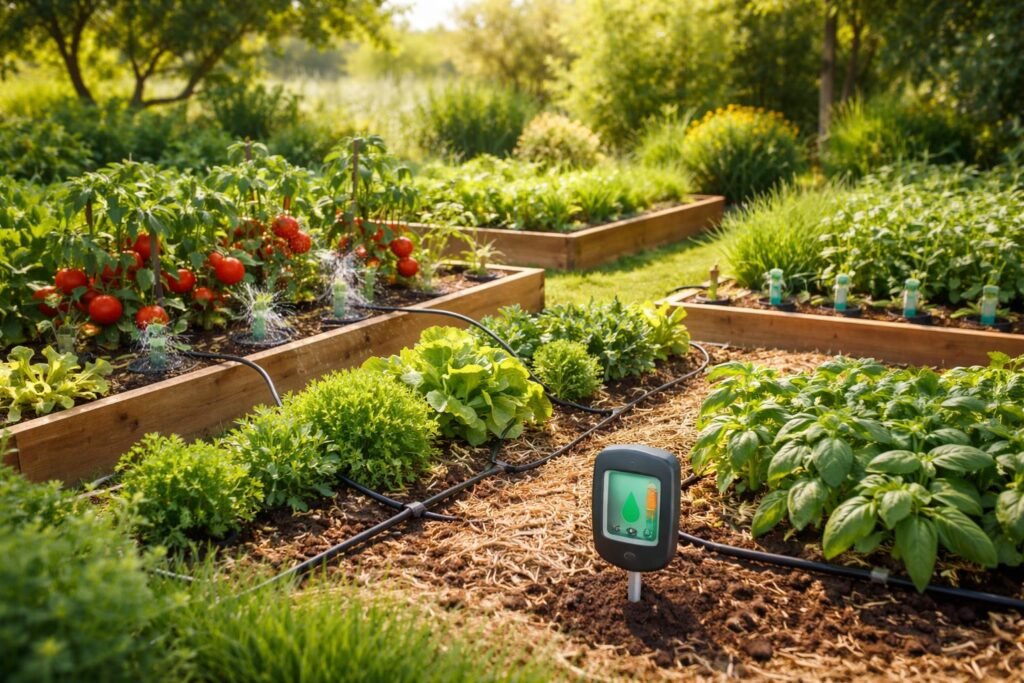 Wie du die Verdunstungsverluste im Garten reduzieren kannst Morgendliche Gartenbewässerung: ideale Gießzeit zur Verringerung der Verdunstung und Wassereffizienz.