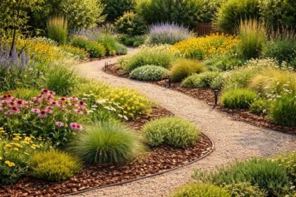 Garten mit pflegeleichten Pflanzen, wenig Aufwand, entspannter Alltag, grüne Ruhe erleben