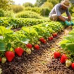 Sonnige Erdbeerbeete, robuste Früchte, Standort, Nährstoffe, Mulch, Bewässerung, Pflege beachten