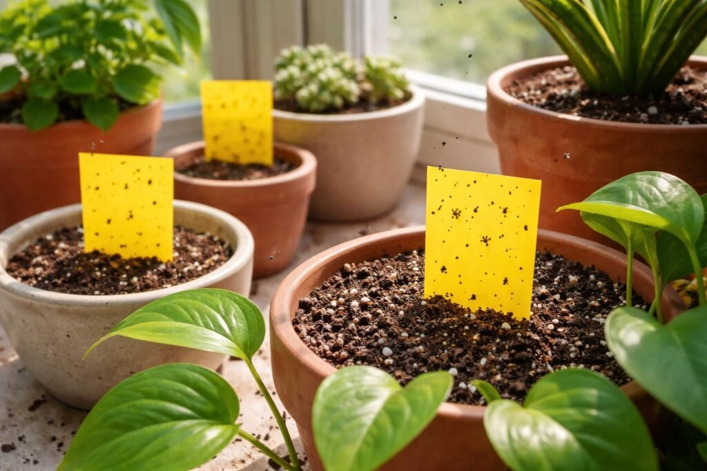 Trauermücken in der Blumenerde? So bekämpfst du sie effektiv Gelbsticker gegen Trauermücken in Blumenerde: effektiv, schnell und einfach im Haushalt eingesetzt