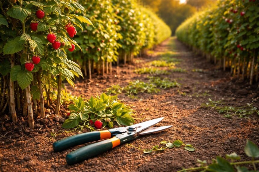 Himbeeren wachsen unkontrolliert? So schneidest du sie richtig Himbeeren vor dem Schnittchaos, danach geordnete, fruchtbare und gesunde Beerensträucher.