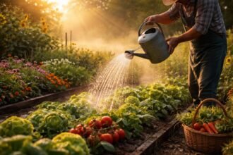 •Hitze im Garten erfordert schnelles Handeln, damit Pflanzen vital bleiben.