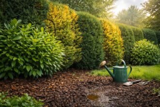 Immergrüne Pflanzen zeigen Farbverlust durch Pflege, Klima und Schädlinge im Garten.