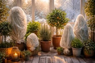 - Kübelpflanzen winterfest machen durch Isolierung, Standortwahl und Schutzmaßnahmen im Winter.
