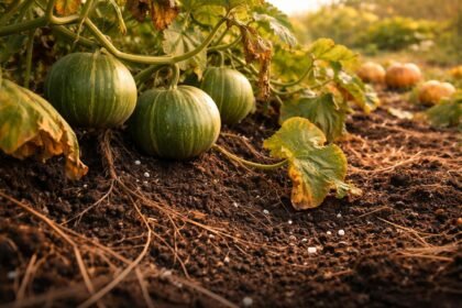 - Kürbisse im Beet bleiben grün, reifen nicht aus, Ursachen liegen im Boden.
