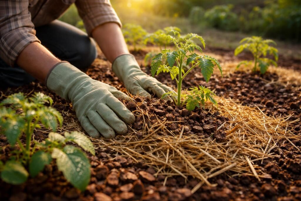 Mulch bedeckt Boden, schützt ihn und junge Gewächse zuverlässig vor Trockenheit und Erosion