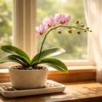 Orchideen im Fenster mit frischen Knospen nach der Ruhephase und neuer Blütentraum