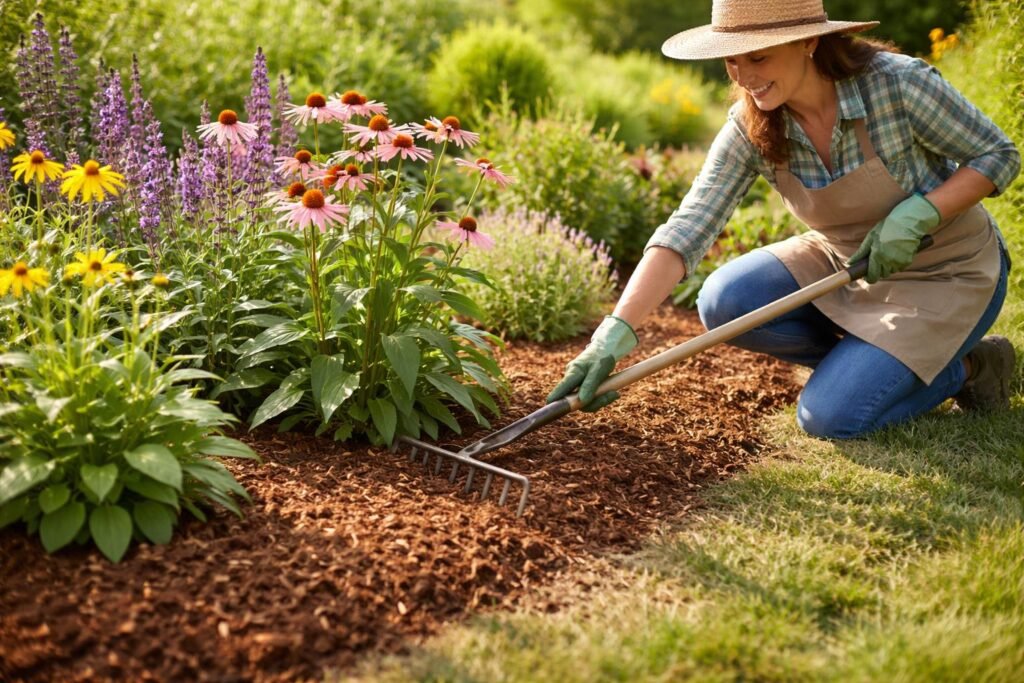 - Mulch schützt im Sommer effektiv vor Austrocknung der Gemüsebeete und Wasserverlust