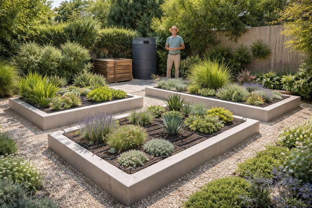 Gartenarbeit wird zur Belastung? So planst du effizienter - Pflegeleicht gestaltete Beete mit Mulch, Stauden und wassersparenden Elementen für geringe Pflegebedürfnisse