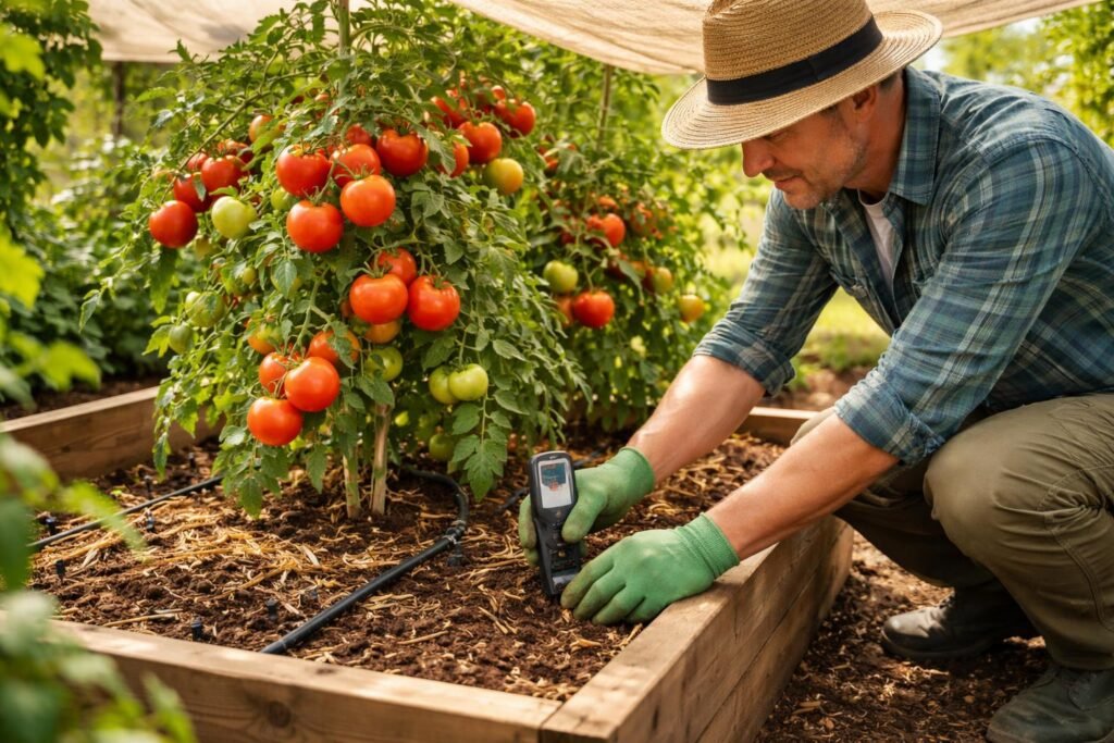 - Gleichmäßige Bewässerung und Mulch helfen, Tomatenrisse im Sommer zu verhindern
