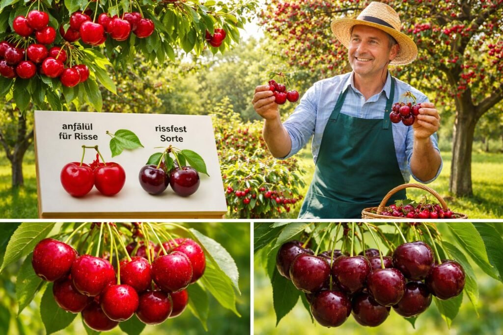 Kirschbaum mit prallen Früchten, Risse vorbeugen dank richtiger Sortenwahl und Pflege