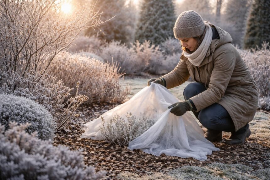 Empfindliche Sträucher im frostigen Winter schützen, dank Vorkehrungen und Abdeckung