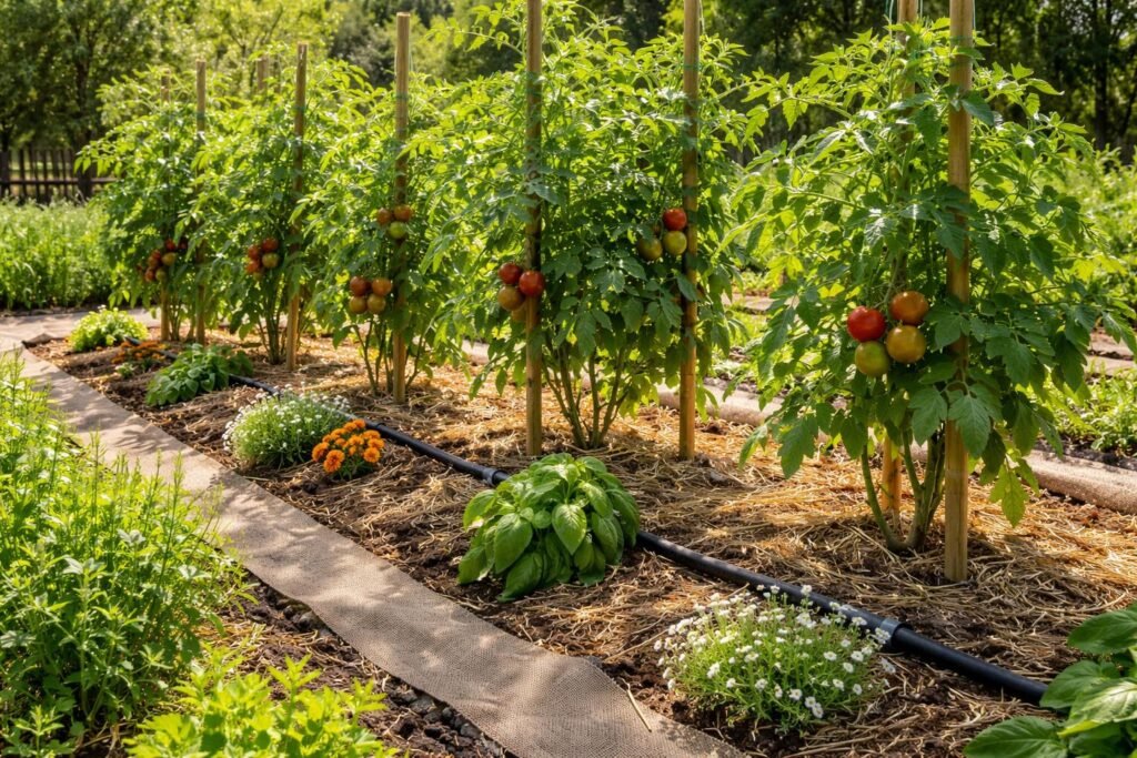 - Vorbeugende Maßnahme: Gesunde Tomatenpflanzen durch Kontrolle, korrekte Bewässerung, Abstand und Hygiene, regelmäßige Schädlingsüberwachung.
