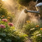 - Morgendliches Gießen stärkt Gartenpflanzen bei Hitze früh gegen Verdursten und Stress.