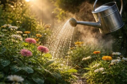 - Morgendliches Gießen stärkt Gartenpflanzen bei Hitze früh gegen Verdursten und Stress.