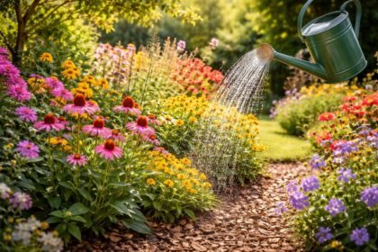 Hitze überstandene Blumen retten: richtig wässern, schattieren, mulchen, düngen, pflegen.