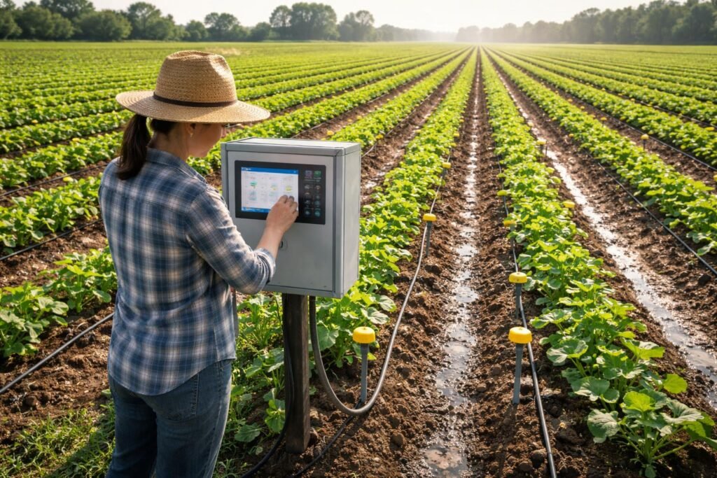 - Sparsame Wassernutzung; gezielte Bewässerung; bessere Ernte durch effiziente Systeme und Bodenkontrolle