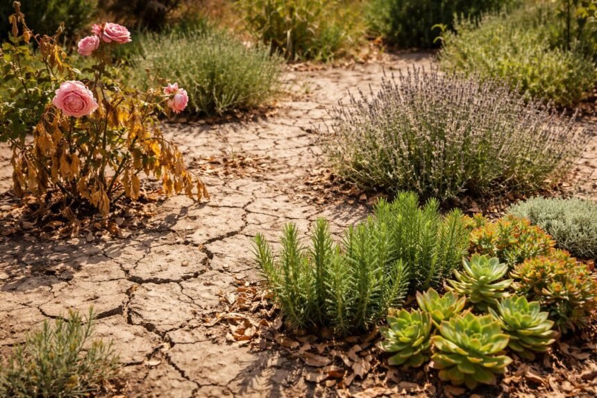 Klimawandel belastet Stauden, Obst, Zierpflanzen; Hitze, Trockenheit, Stress, Resistenzen sinken im Garten.