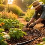 • Gartenbewässerung bei Hitze - effiziente Tropfbewässerung, Mulch, Schatten, Bodenfeuchtigkeit minimieren Verluste