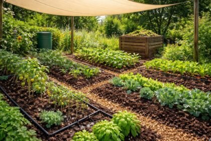 - Reduziere Verdunstung durch Mulch, Schatten, Tropfbewässerung und luftige Bodenbedeckung sowie geeignete Maßnahmen.