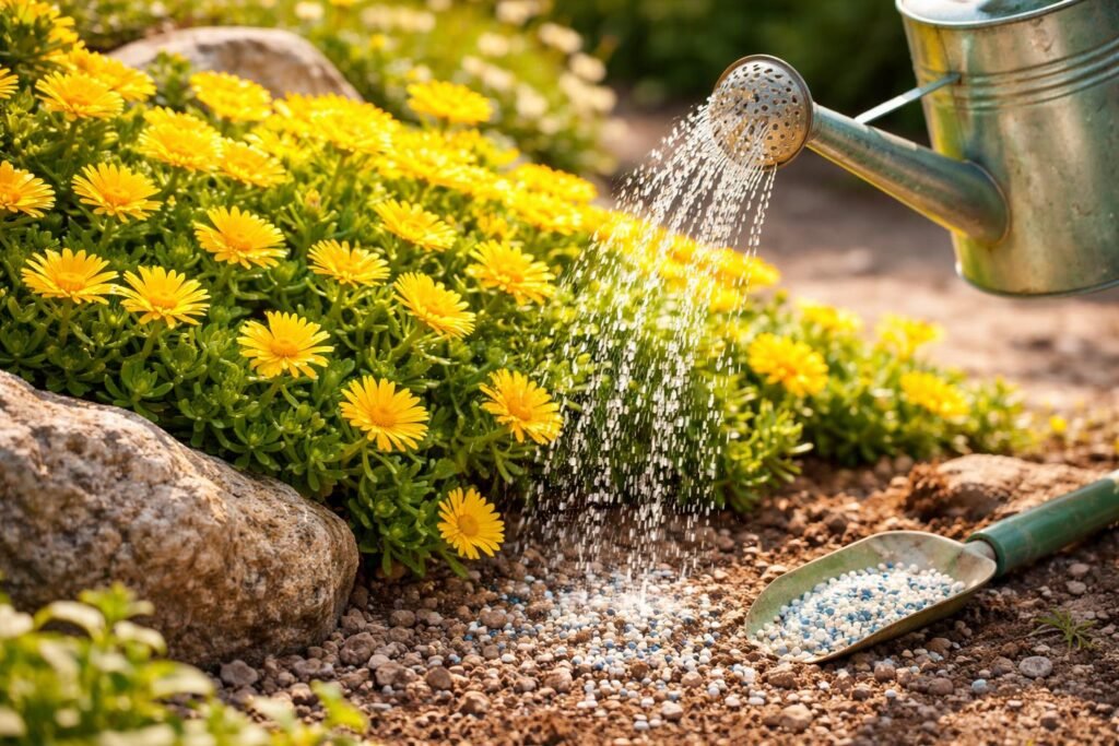• Effiziente Bewässerung, passende Düngung für prächtige Blüten Delosperma nubigenum im Steingarten