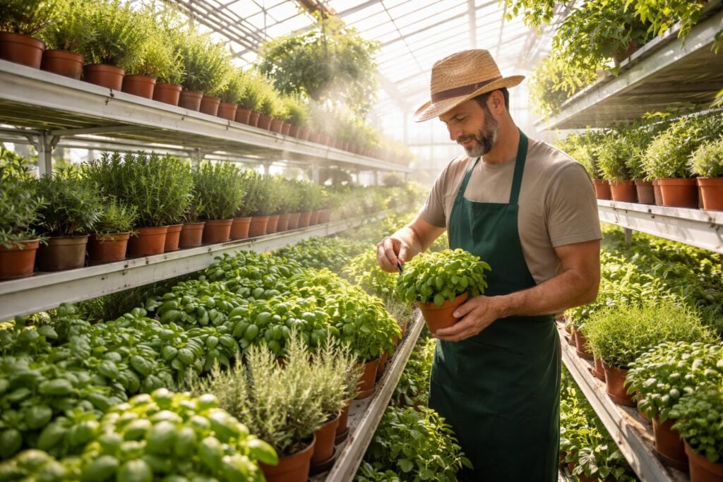 Frische Kräuter im Gewächshaus das ganze Jahr ernten – aromatisch und nachhaltig.