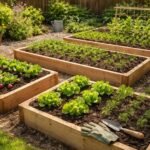 Frischer Gemüsegarten mit Radieschen und Kräutern im Frühling für Anfänger