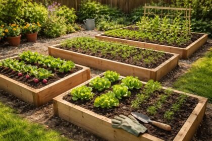 Frischer Gemüsegarten mit Radieschen und Kräutern im Frühling für Anfänger