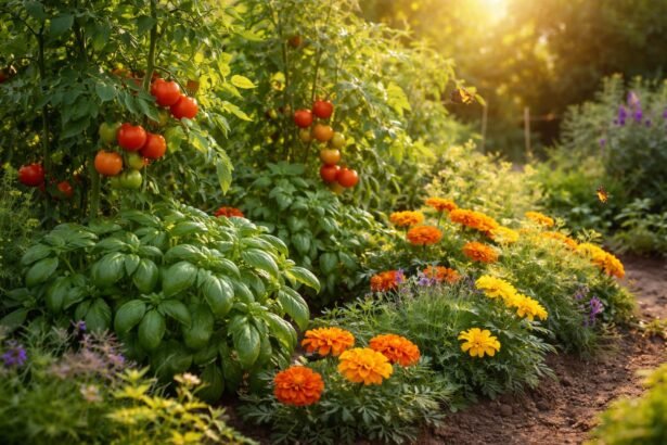 - Gärtnerische Mischkultur im Beet: Tomaten, Basilikum und Begleitpflanzen für gesundes Wachstum