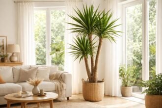 Nahaufnahme der Yucca gigantea mit kräftigen Stämmen und rosettenförmigen Blättern.