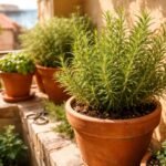 Rosmarin im Topf auf Balkon gedeiht, Duft, mediterranes Flair, Pflege leicht
