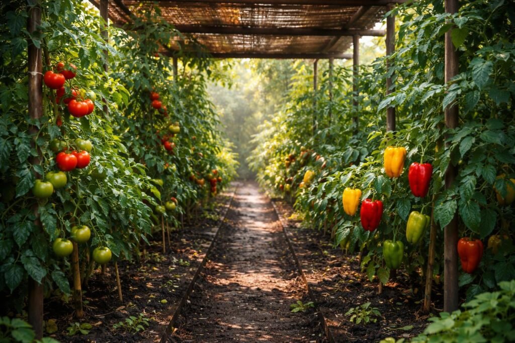 Tomaten, Gurken und Paprika bei Hitze: So schützt du dein Gemüse vor Trockenstress Schatten spendet Schutz für Tomaten und Paprika bei intensiver Hitze