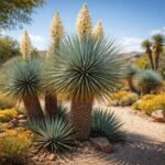 - Schnabel-Palmlilie Yucca rostrata mit silbrig-blauen Blättern, wüstenhaftem Flair, robust und pflegeleicht