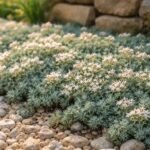 - Kompakte Spanische Fetthenne, blaue Blättchen, filigrane Sternchenblüten, idealer Bodendecker im Garten.