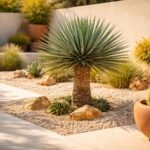 Robuste Thompson-Palmlilie Yucca thompsoniana, blaugrüne Blätter, markanter Stamm, Wüstenlook, für Garten und Balkon