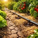 Sonnenhitze trifft Gemüsegarten; gießen, mulchen; schützen die Pflanzen; jetzt konsequent handeln.