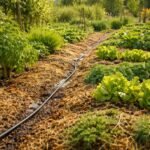- Boden bedeckt durch Mulch schützt Pflanzen vor Verdunstung und spart Wasser.