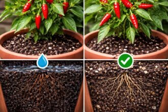 Chili-Pflanzen im Topf • sonniger Balkon • nährstoffreiche Erde • vielfältiges Substrat • Pflegeleicht