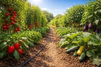 Robustes Gemüse für Hitze und Dürre im Garten, sonnige Tage überstehend