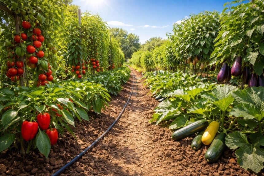 Robustes Gemüse für Hitze und Dürre im Garten, sonnige Tage überstehend