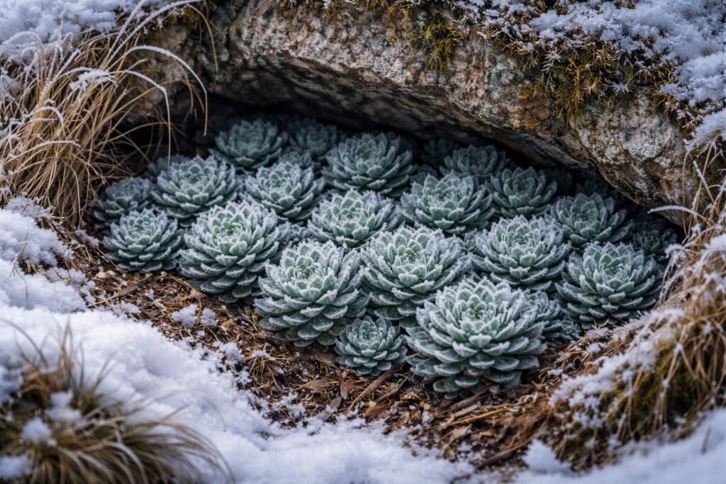 Winterhärte der Felsen-Fetthenne: Schutz im kalten Jahreszeiten für Outdoor-Pflanzen und Winterabdeckung.