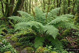 Königsfarn mit hohen Wedeln an einem schattigen, feuchten Gartenstandort