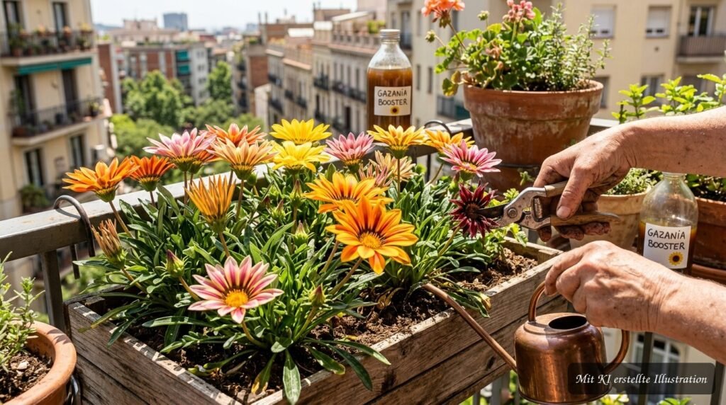 Gazanie im Balkonkasten öffnet ihre farbenfrohen Blüten bei Sonne – Tipps für eine üppige Blütenpracht