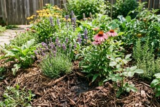 Mulchschicht schützt Gartenboden vor Trockenheit und hilft, Schädlinge einzudämmen