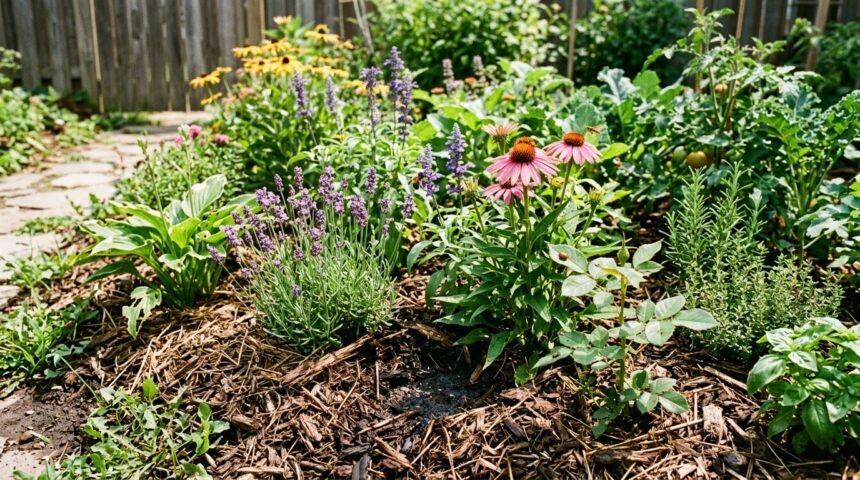 Mulchschicht schützt Gartenboden vor Trockenheit und hilft, Schädlinge einzudämmen