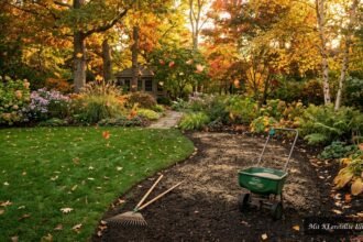 Herbstliche Rasenvorbereitung mit Bodenlockerung, Bodenverbesserung und gezielter Aussaat für dichtes Grün