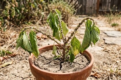 Schildläuse befallen durch Trockenheit geschwächte Pflanzen im sonnigen Garten